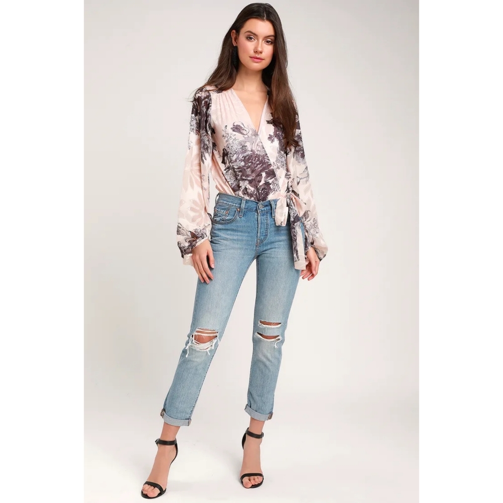 Lulus x ASTR the Label Blush Floral Jeanae Bodysuit - Picture 3 of 5